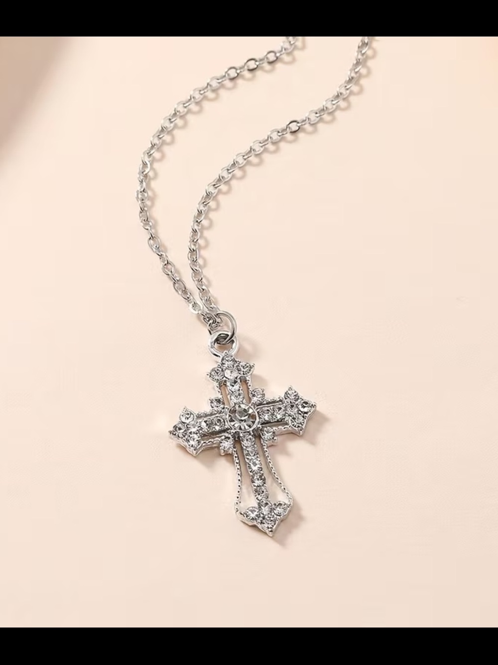Affordable Fashion Finds Silver Crystal Cross Necklace